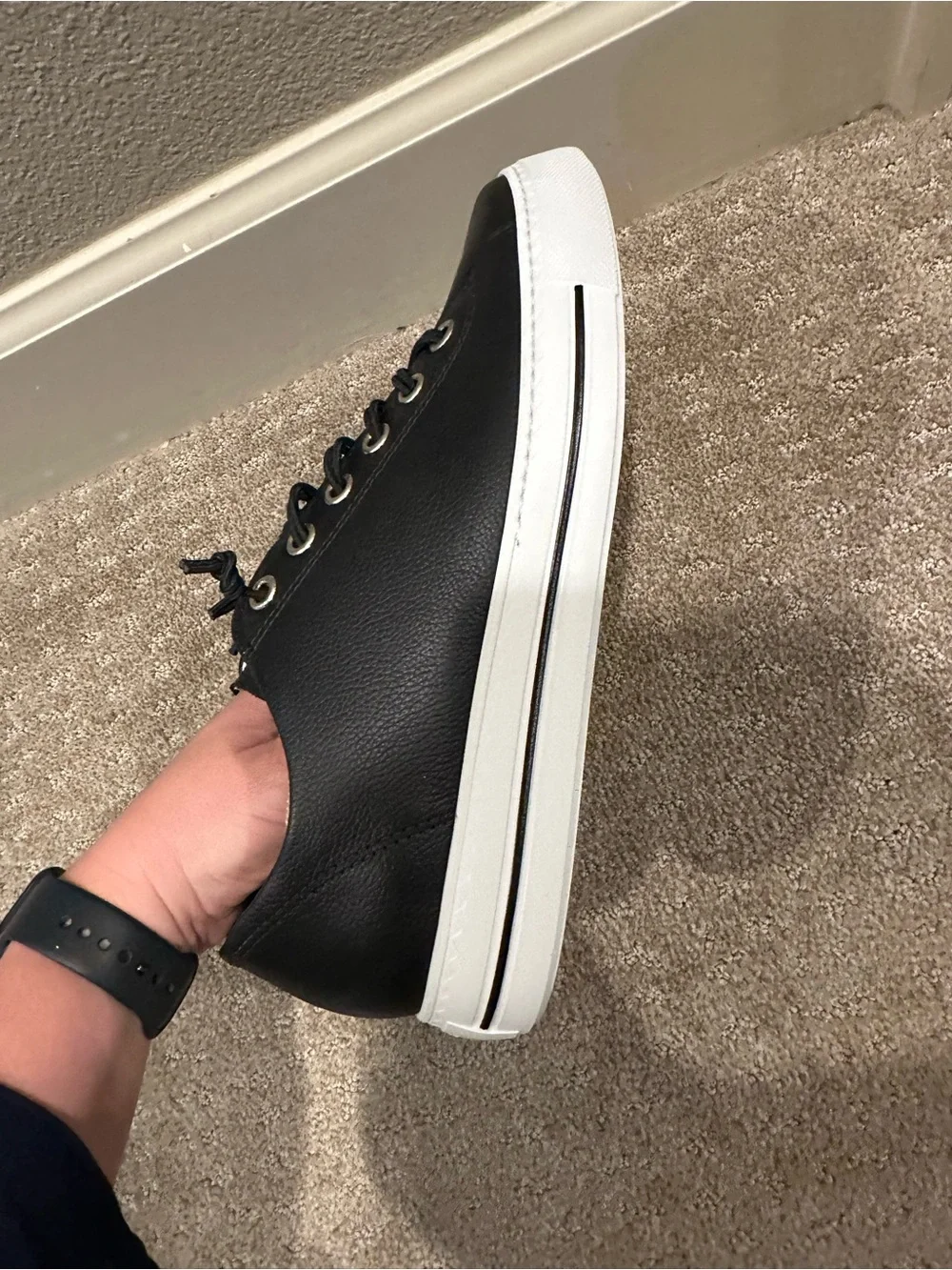 Paul Green Hadley Black Leather Low-Top Sneakers with White Sole